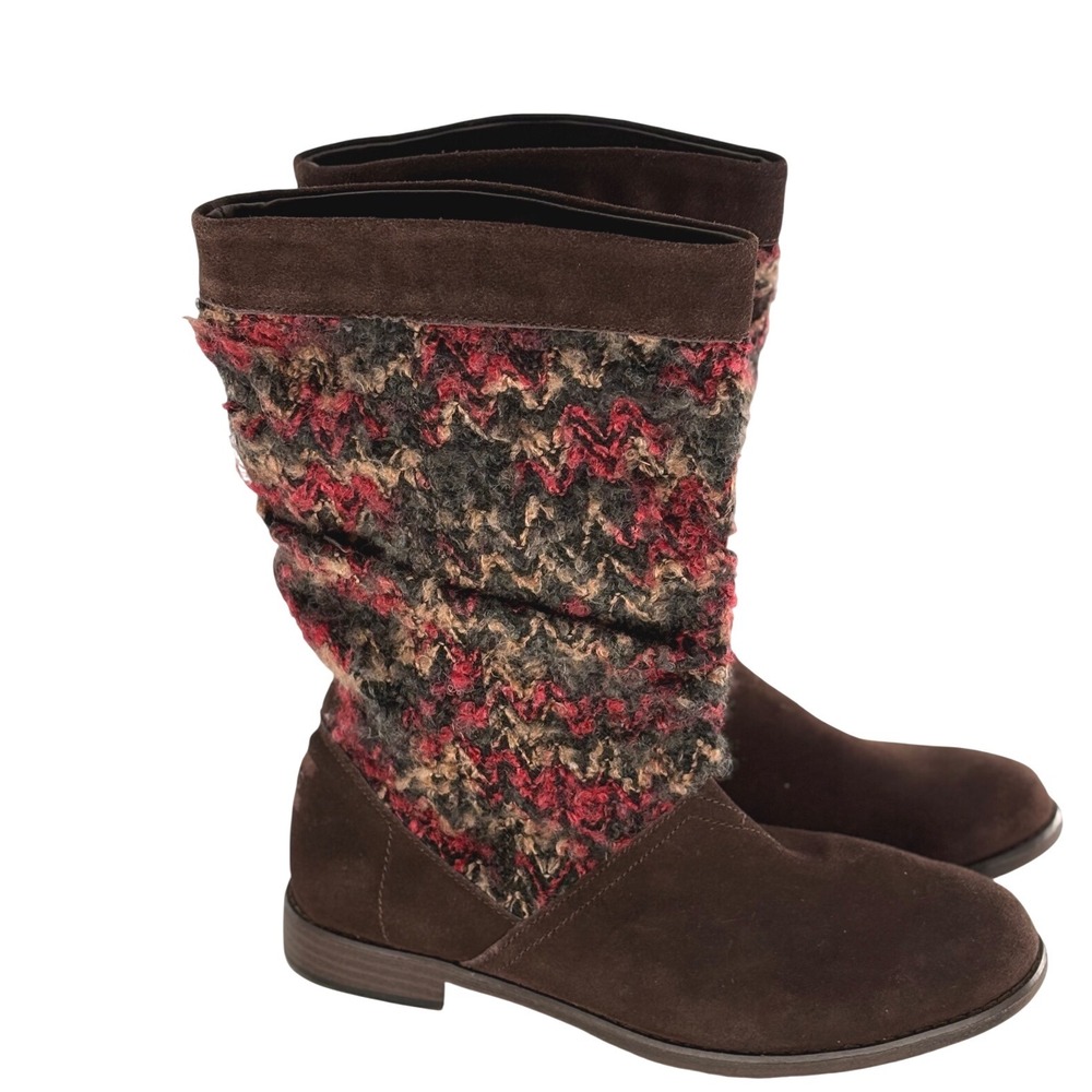 Toms Boots‎ Sweater Serra Mid Calf Slouchy Boho Suede Women 9 Brown Multicolored